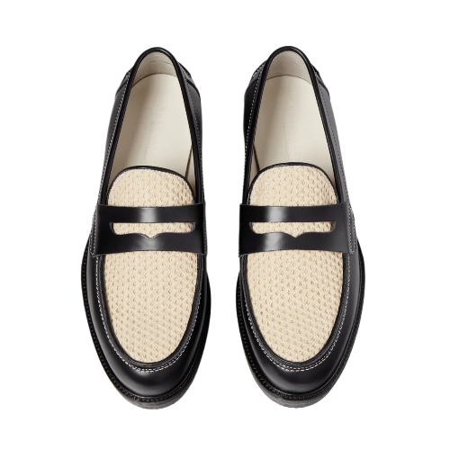 Penny Loafer "Wild Black + White Rattan"