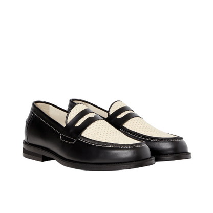 Penny Loafer "Wild Black + White Rattan"