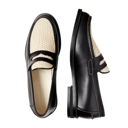 Penny Loafer "Wild Black + White Rattan"