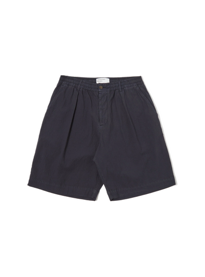 Short "Pleated Track" Navy Seersucker