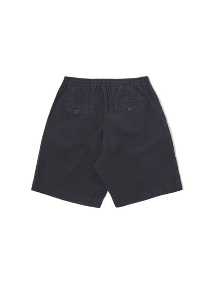 Short "Pleated Track" Navy Seersucker