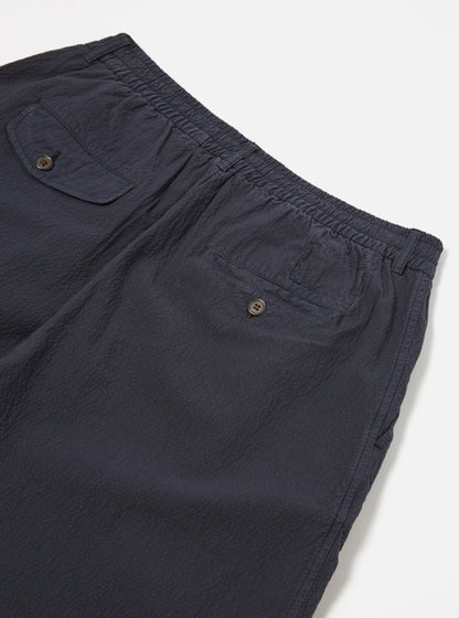 Short "Pleated Track" Navy Seersucker