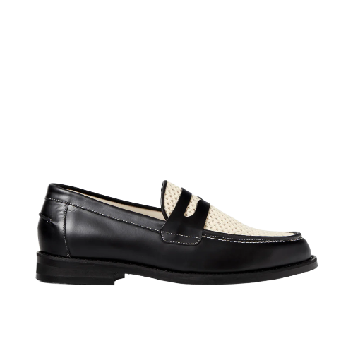 Penny Loafer "Wild Black + White Rattan"