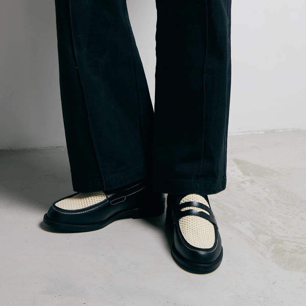 Penny Loafer "Wild Black + White Rattan"