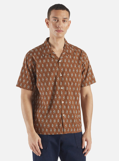 Chemise "Road" Brown Paisley Block Print